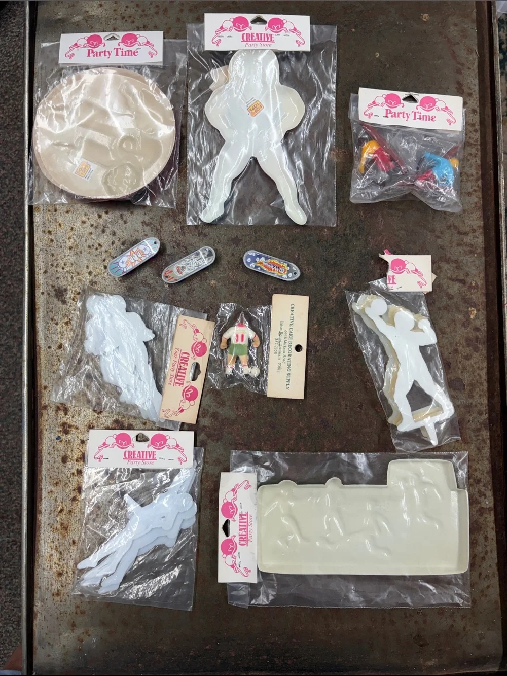 Vintage Assorted Sports Theme Cake Toppers Lot, Including Soccer,Skiing, Karate